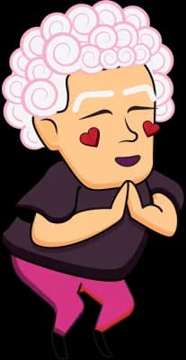 ป้านวล mascot with heart eyes